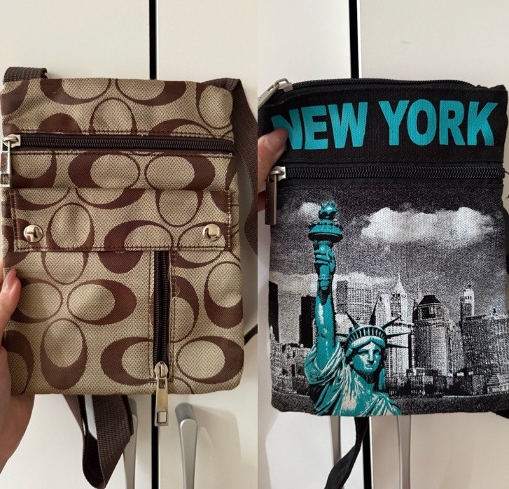 Robin Ruth Graphic Print Crossbody Bags Set Zipper Accents Adjustable Strap
