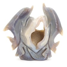 Geoda Natural Ágata Delfín Estatua Cristal Curativo Pecera Hogar Decoración Regalo