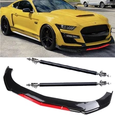 Front Bumper Lip Splitter Lower Spoiler Body Black+Red For Ford Mustang GT