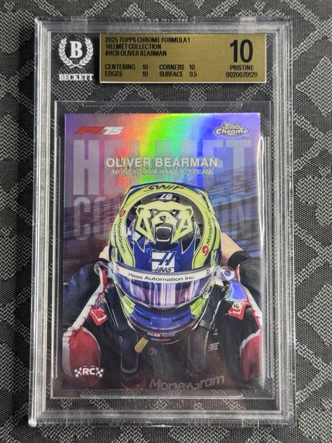 2025 Topps Chrome F1 Oliver Bearman HC8 Helmet Collection Rookie BGS 10 Pristine