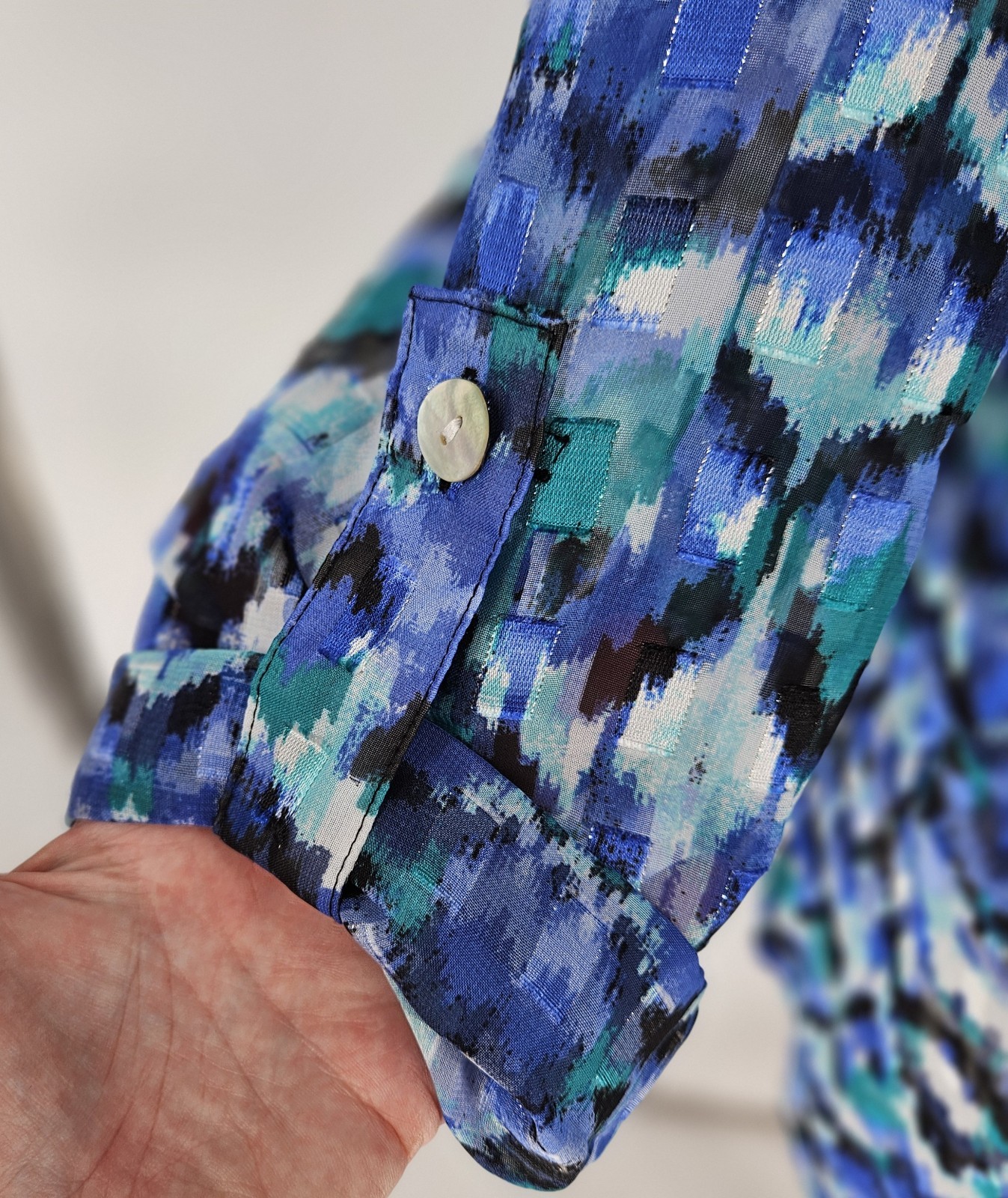 Ruby Rd. Brushstroke Chiffon Button Down Semi She… - image 6