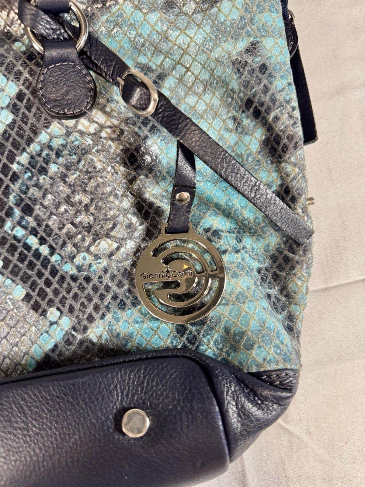 Gianni Conti Python-Embossed Leather Satchel - image 3