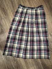 100 Wool Pendleton Women's Midi Skirt- Plaid, Vintage, Pockets, Size 12