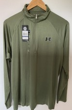 Image of Under Armour Tech Mens Training Top green Long Sleeve Half Zip L BNWT
