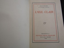L' OEIL CLAIR /  Jules Renard. NRF 1913. Reliure signée à tête dorée.