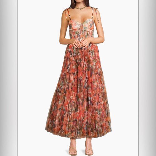 NEW Hutch Brianna Orange Tropical Floral Maxi Dress, Small, MSRP $398