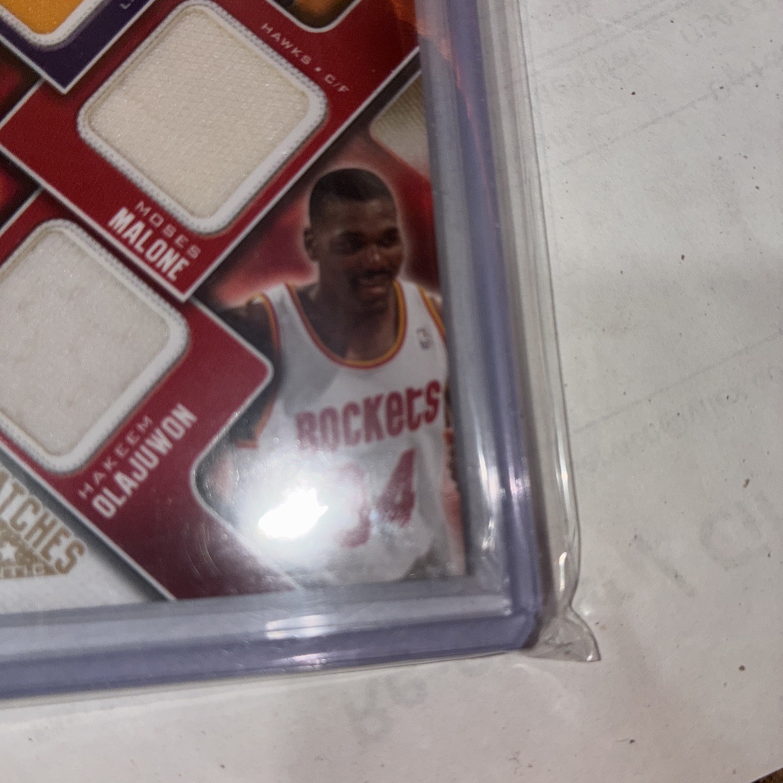 Upper deck SP 6 patch game used Jordan, Hakeem, malone(s),  Kareem, wilt /65 thumbnail 6