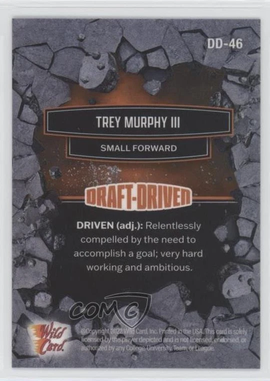 2021 Wild Card Alumination Draft-Driven Orange Trey Murphy III #DD-46 Rookie RC - Image 2 of 2