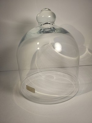 Vintage Clear Glass Cloche Bell Jar Dome Made in Portugal Knob Top 9'' Tall EUC