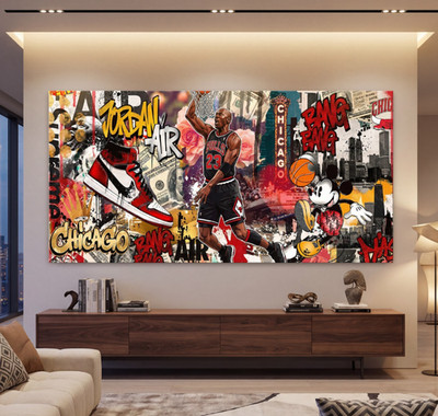 Pop-Art/Graffiti NBA Michael Jordan, Chicago Bulls Nummer 23 Basket-bal Wandbild