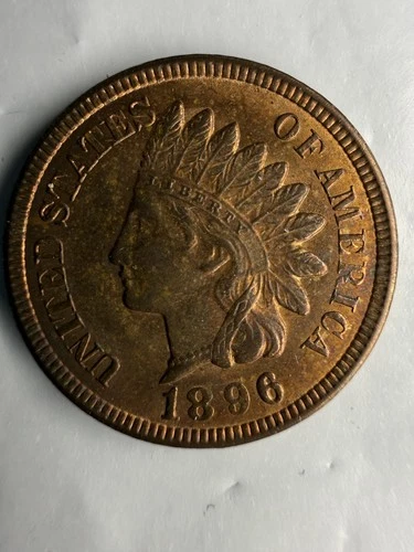 1896 Indian Head Cent Appears Uncirculated Full Details Red-Brown Coloring