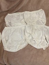 Vintage ICM girls Panties Diaper Cover Size 4 White lace Double Seat x4 Lot