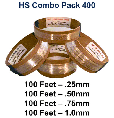 Fiber Optic Lighting Filament-100ft of each thickness: .25mm .50mm .75mm & 1.0mm