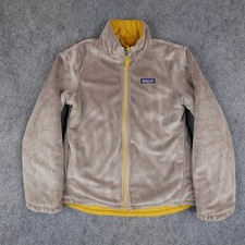Patagonia Jacket Girls Medium 10 Yellow Reversible Snow Flower Insulated Coat