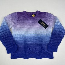 Polo Ralph Lauren Girls Size 5 Pullover Ombre Blue Purple Cable-knit Sweater