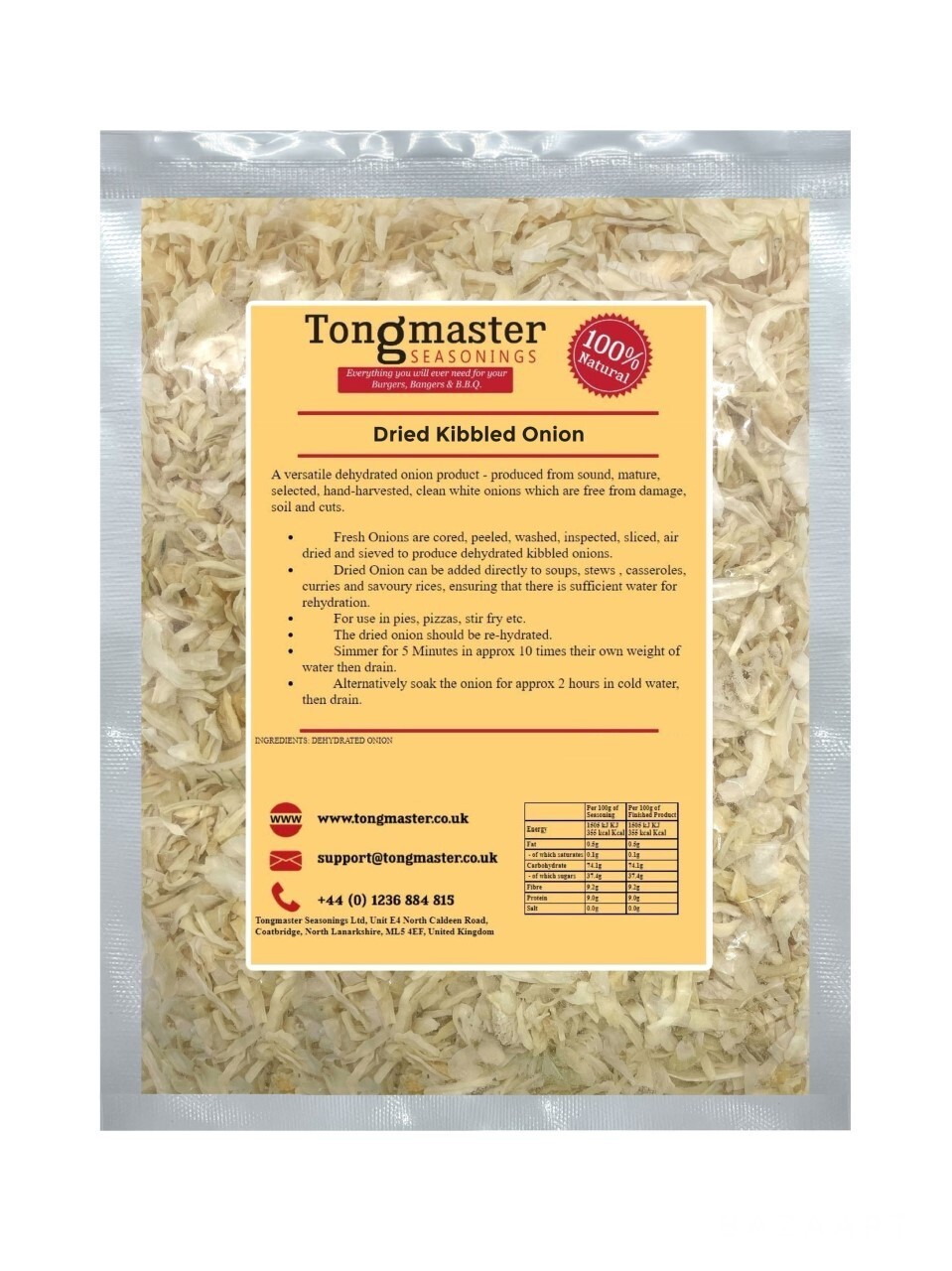 Dried Kibbled Onion Flakes - 200g (Shaker Jar)