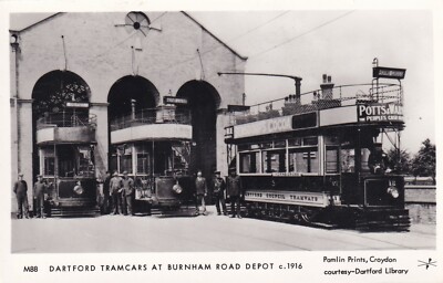 Dartford Straßenbahnen Burnham Road Depot 1916 Pamlin Drucke Repro Foto Postkarte M88