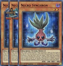Yugioh! 3x Necro Synchron LED8-EN023 Ultra Rare 1st ed NM