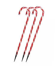 Northlight Seasonal Set of 3 Shimmering Candy Cane Christmas Pathway Markers