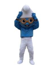 Mascotte puffi mascot costume professionale adulti Puffo occhiali Quattrocchi
