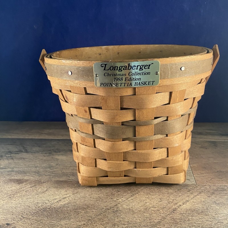 Longaberger Christmas Collection 1988 Edition Poinsettia Basket Handwoven 