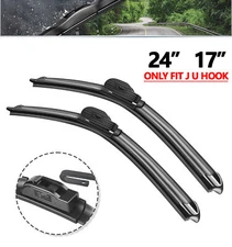 24in 17in Fit For Dodge Caliber 2012-2007 Windshield Wiper Blades J U HOOK 2PCS