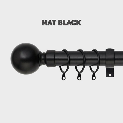 Extendable Metal Curtain Pole 28mm Plain Ball With Finials Rings Rod Fittings - Picture 46 of 55