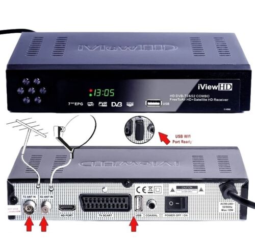 Full HD COMBO Freeview & Satellite TV Receiver Tuner Box for Freesat ASTRA&EUTEL - Afbeelding 1 van 23