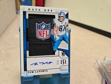 SAM LAPORTA 2023 NATIONAL TREASURES HATS OFF RPA RC ON CARD AUTO/LIONS PATCH 3/3
