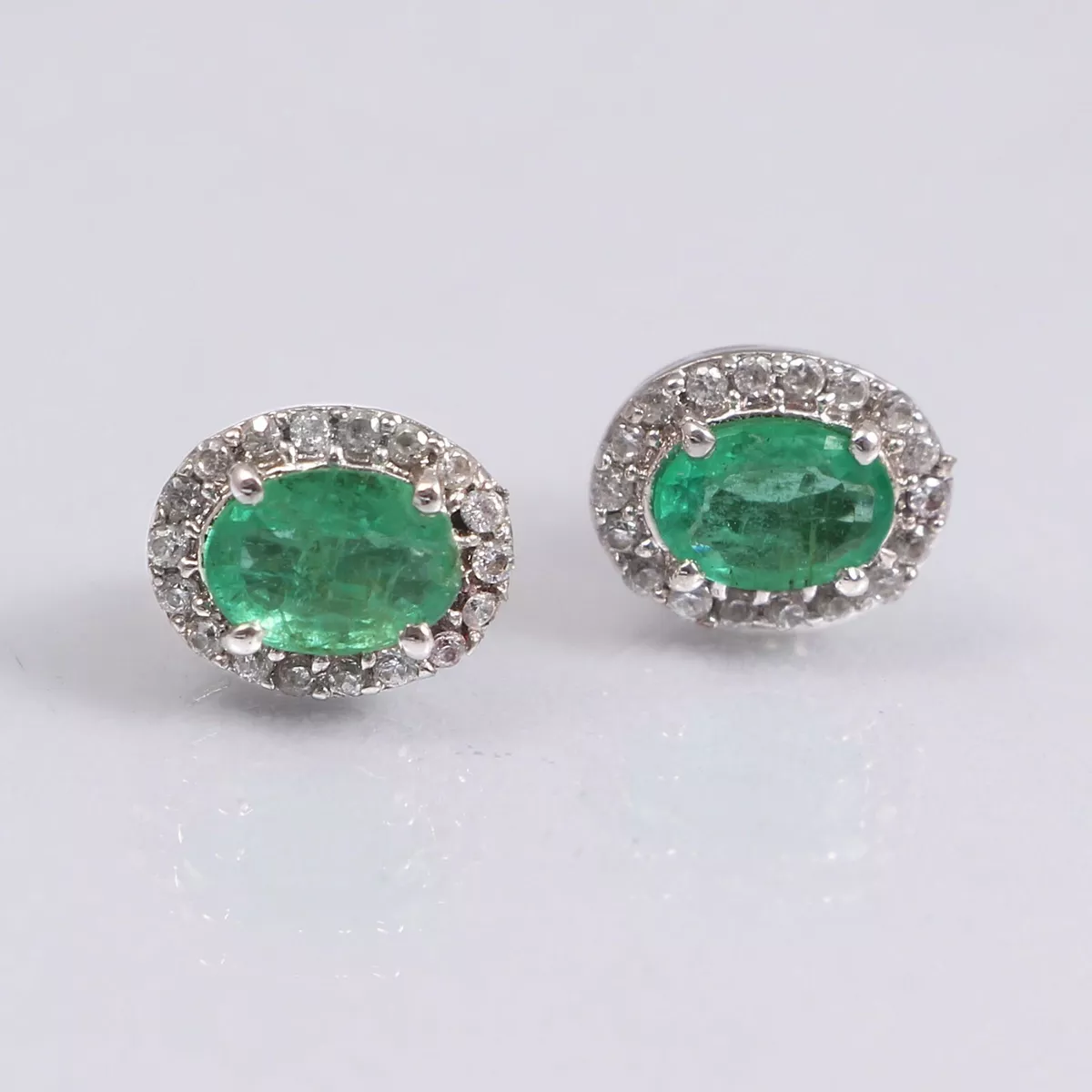 Vintage natural emerald earrings deals