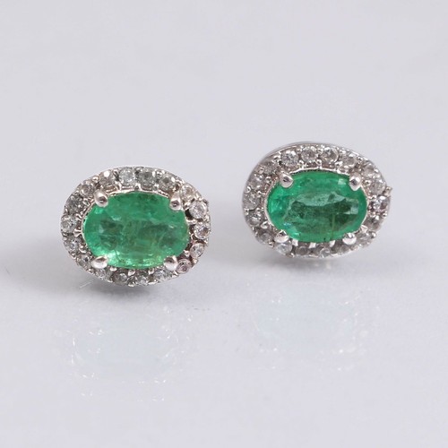 Genuine Emerald Studs Minimalist Cluster Earrings 925 Sterling Silver Vintage - 第 1/3 張圖片