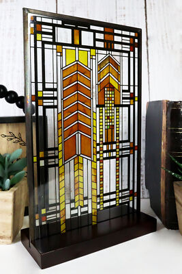 Ebros Frank Lloyd Wright Autumn Sumac Stained Glass 10'' by 6.5'' Desktop Plaque