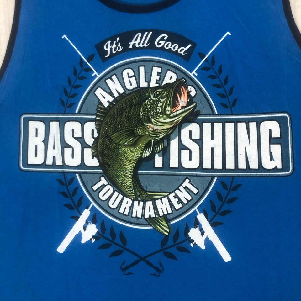 Bass Fishing Tournament Tank Top Angler It's All Good Blue Men's Size XL/XG - Image 2 of 4