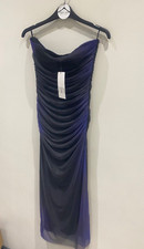 Zara Black Purple Ruched Tulle Strapless Midi Dress Bloggers Fave New with Tags