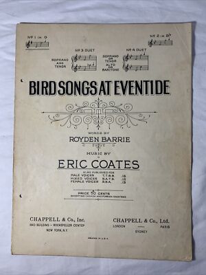 Birdsongs At Eventide No 3 Duet Soprano or Tenor Alto or Baritone Barrie Coates