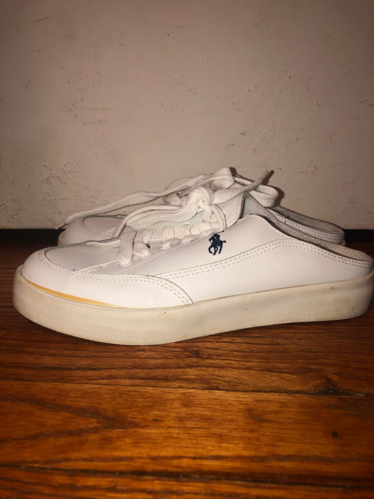 Polo vintage by Ralph Lauren bianca con logo pony sneaker mules donna 8 5B
