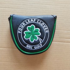New Black Lucky Clover Leaf Golf Mallet Putter Head Cover Magnetic Putter Cover