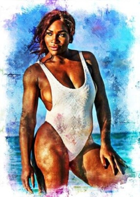 2022 SERENA WILLIAMS 3/5 TENNIS ORIGINAL PRINT ART SKETCH CARD ARTIST SIGNED