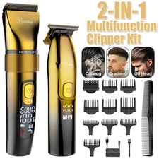 Hatteker 2-In-1 Golden Cordless Professional Hair Clippers Hair Trimmer For Men