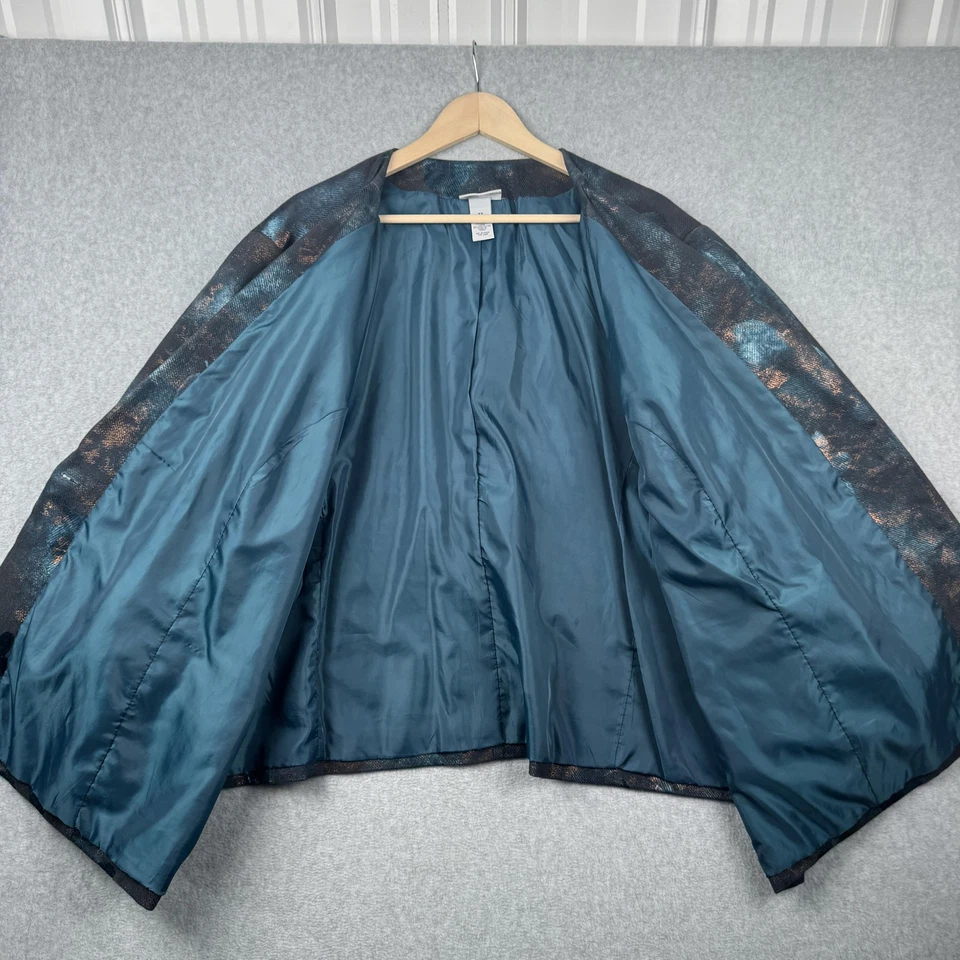 Chaqueta Maggie Barnes Catherines Mujer 5X Azul Metálico Floral Blazer Elegante Foto 4 de 4