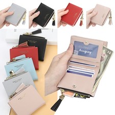 Womens PU Leather Wallet Folding Coin Card Holder Money Zipper Mini Purse Gift