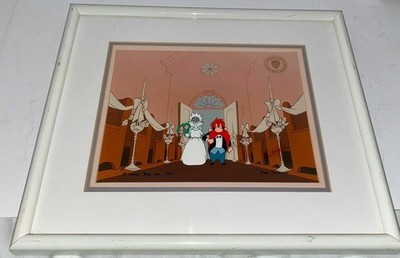 Warner Bros Cel Bugs Bunny Yosemite Sam Signed Friz Freleng Hare Trimmed Rare