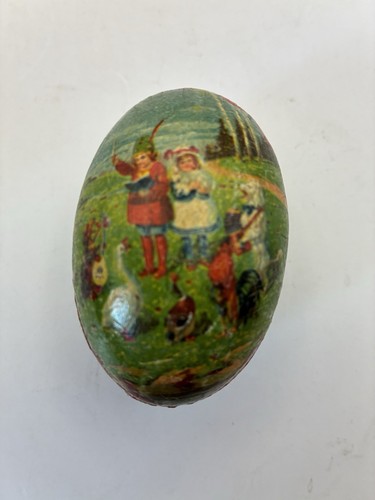 Antique German Easter Egg Paper Mache Egg Holders - Boy and Girl + Animals 1920 - Picture 2 of 18