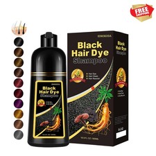 Instant Black Hair Dye Shampoo, Natural 3-in-1 for Gray Coverage in 10-15 min...