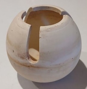 Used, Unbranded, Globe-shaped, Unglazed, Ceramic Incense Burner, 4 inches