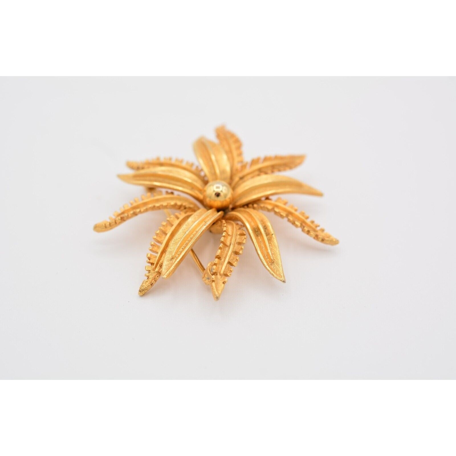 PIM Vintage Flower Pin Brooch Brushed Gold Matte Petals Signed 1980s 80s BinAT