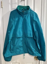 Eddie Bauer Men's XL Blue Outdoor Hooded Vented Full Zip Windbreaker Rain Jacket