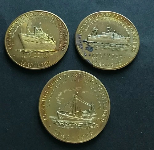 GDR 3x medal 1988 40 years VEB Volkswerft Stralsund