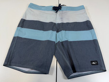 O'Neill Mens Grey Blue white Stripe Board Shorts Size 33 Summer Beach