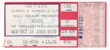 AC/DC & Fastway 10/19/83 San Francisco Cow Palace Ticket Stub!